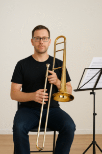 Practicing the trombone